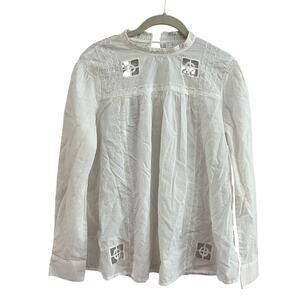 Anthropologie Eri Ali 100% Cotton White Gauzy Top-Size XS